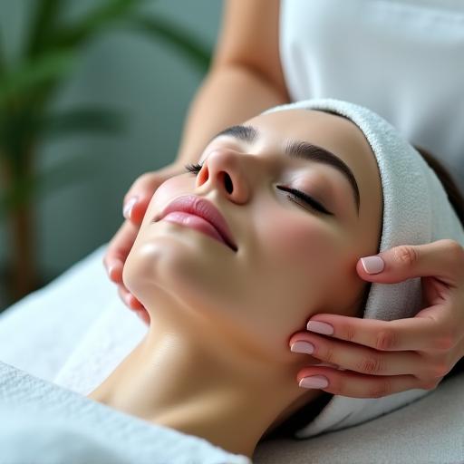 Donna che riceve un trattamento viso rilassante
